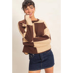 Crew Neck Checkered Sweater