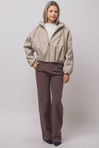 Boiled Hooded Bomber Jacket w/ Side Pockets