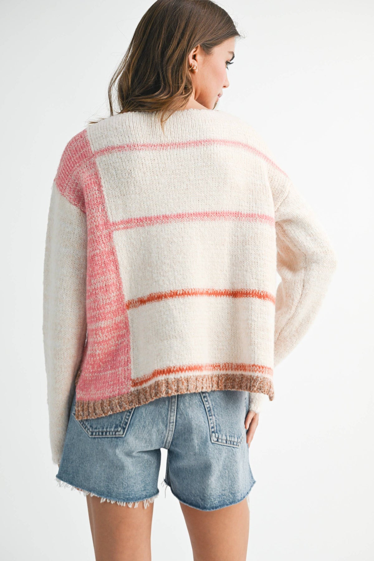 379BK Mona Knit Stripe Pullover Sweater