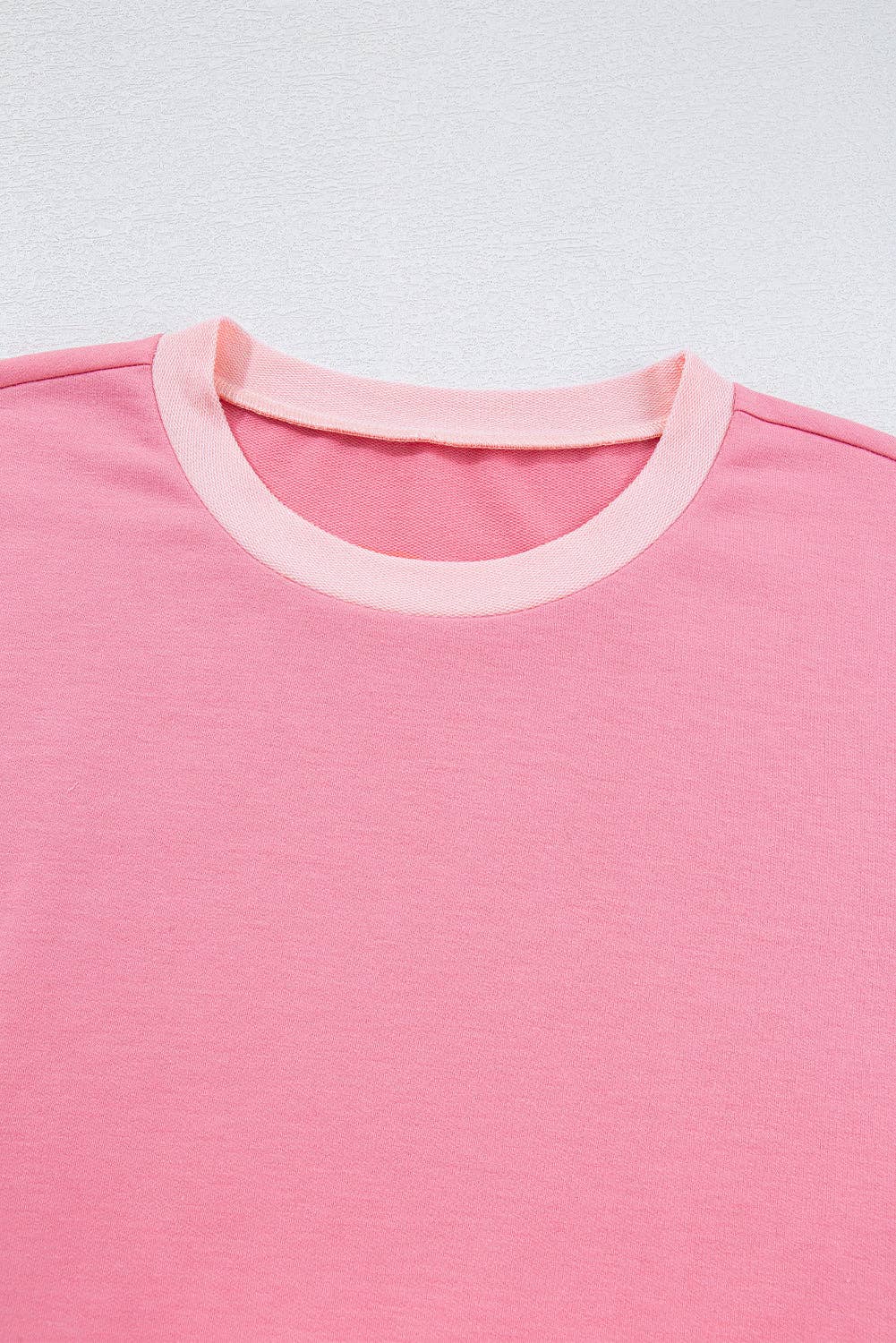 PRETTY BASH Colorblock 3/4 Sleeve Raw Seam High-Low Top