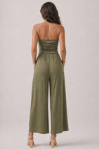 JR16435F - TUBE TOP W/SHIRRING PALAZZO ROMPER