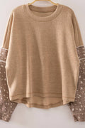 Contrast Print Sleeve Thermal Top
