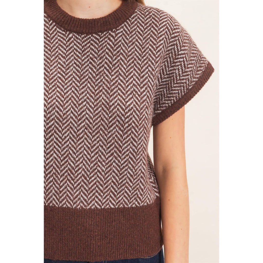 Chevron Knit Cap Sleeve Sweater