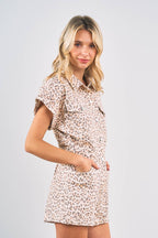 7904-Short Sleeve Leopard Print Romper