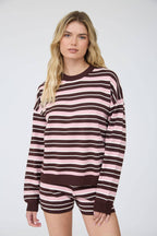 MULTI-COLOR STRIPE BOXY LONG SLEEVE KNIT TOP