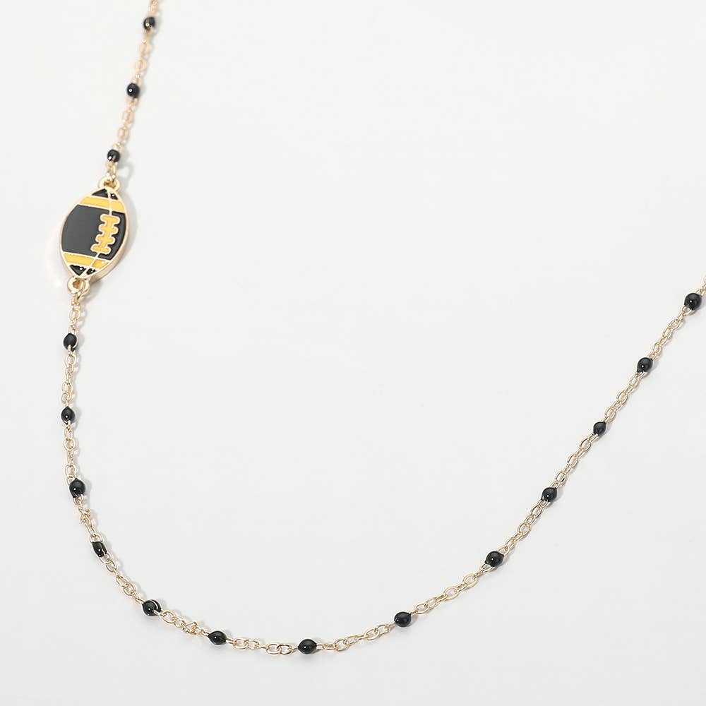 Football Charm Accent Dainty Beaded Game Day Chain Necklace