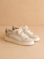 Pearl Studded Paneled Sneaker