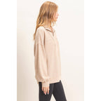 Ribbed Knit Half-Zip Pullover