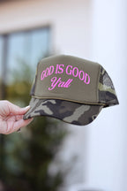 Trucker Hat – God Is Good Y'all – Camo