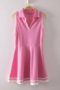 ND32089-Collared Sleeveless Activewear Tennis Dress