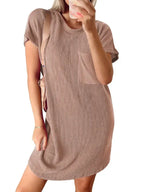 Summer Casual Short-Sleeve T-Shirt Dress with Pockets