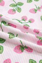 PRETTY BASH Stripe Strawberry Lapel Shirt & Shorts Set