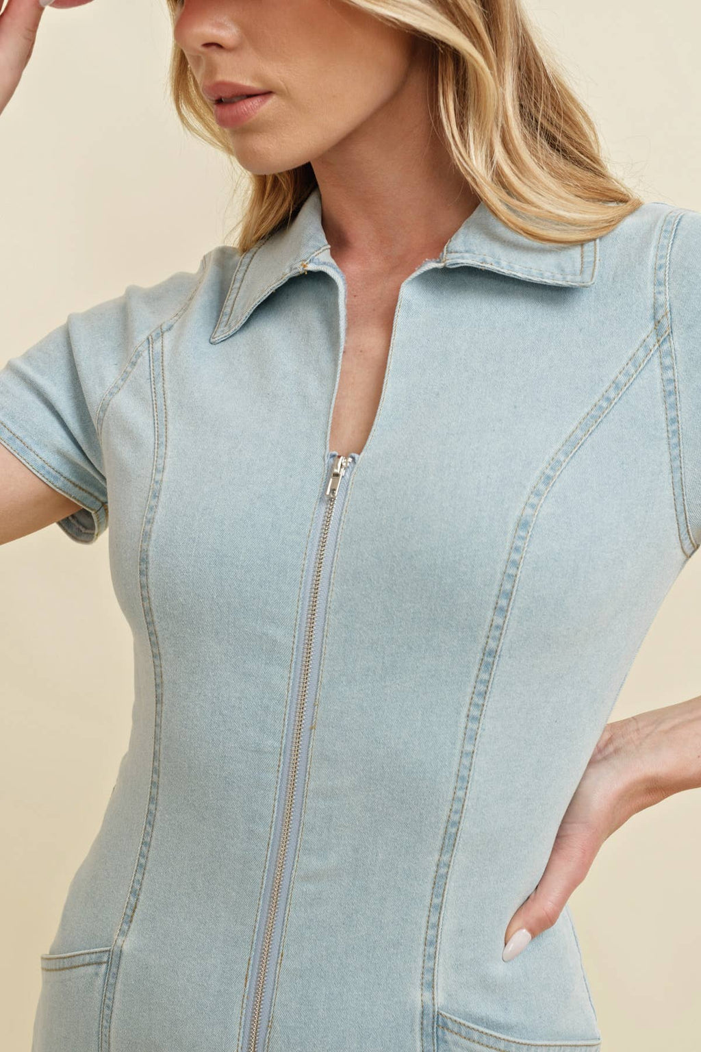 Meet Me At Midnight Denim Romper