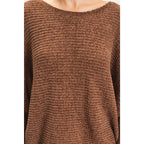 Chenille Boat Neck Dolman Sleeve Sweater