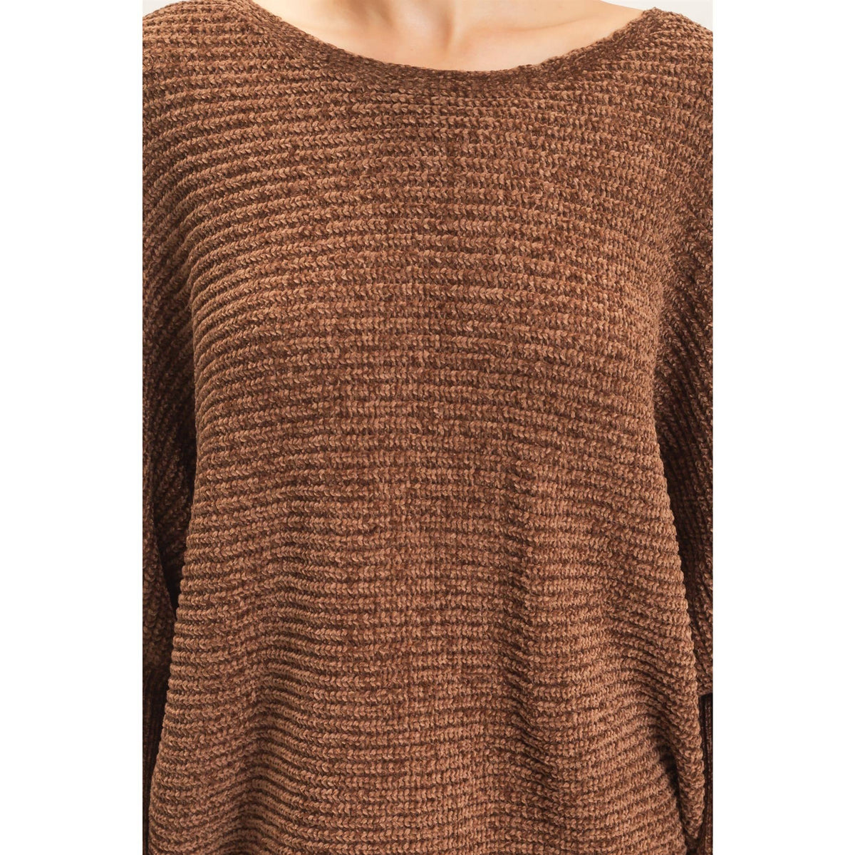 Chenille Boat Neck Dolman Sleeve Sweater