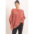 Chenille Boat Neck Dolman Sleeve Sweater