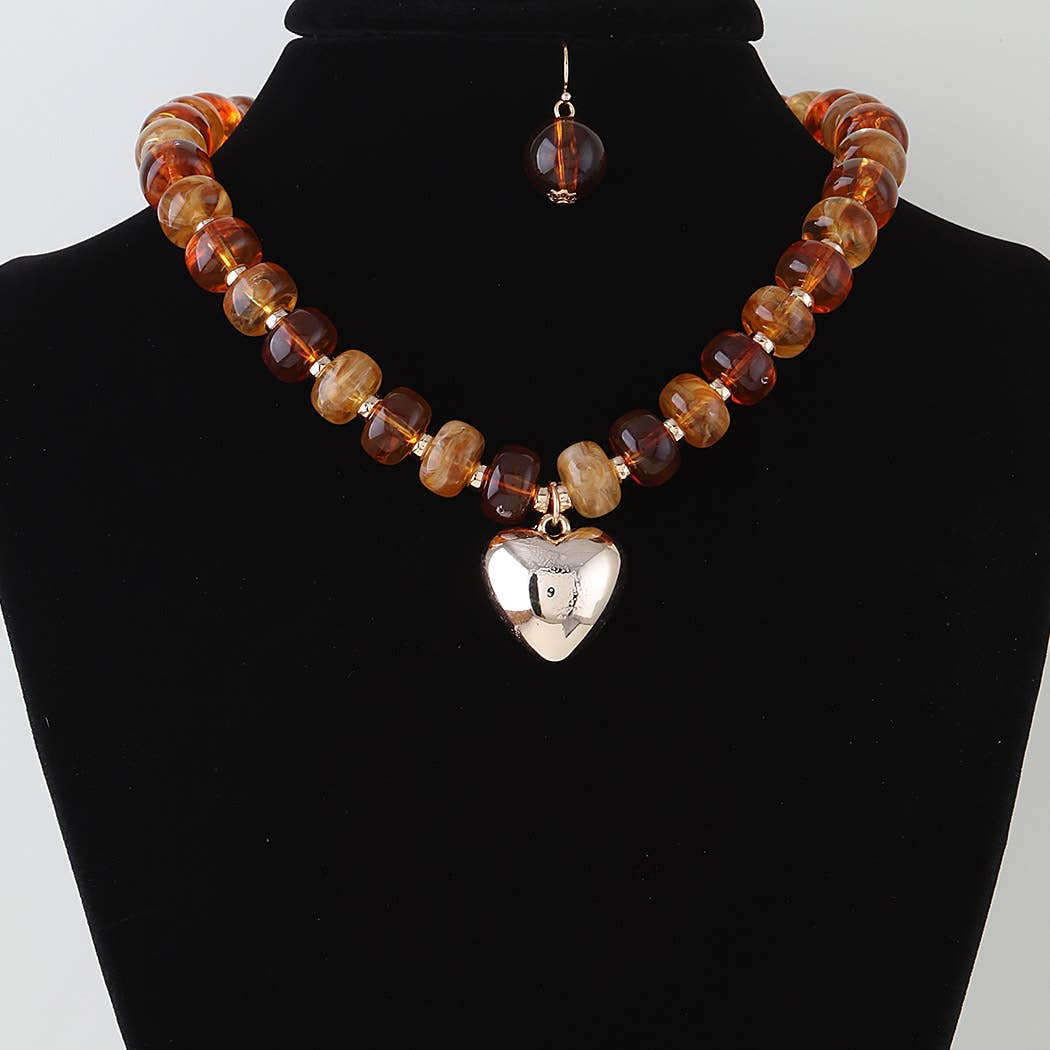 Playful Resin Bead Statement Necklace & Matching Earring Set