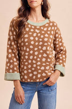 Deer Jacquard Print Loose Fit Sweater