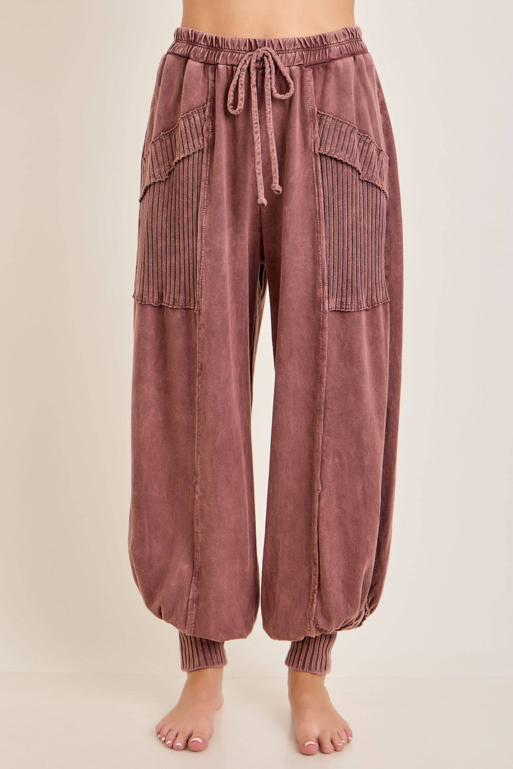 Zen Mineral Washed Ribbed  Baggy Lounge Balloon Pants HP7610