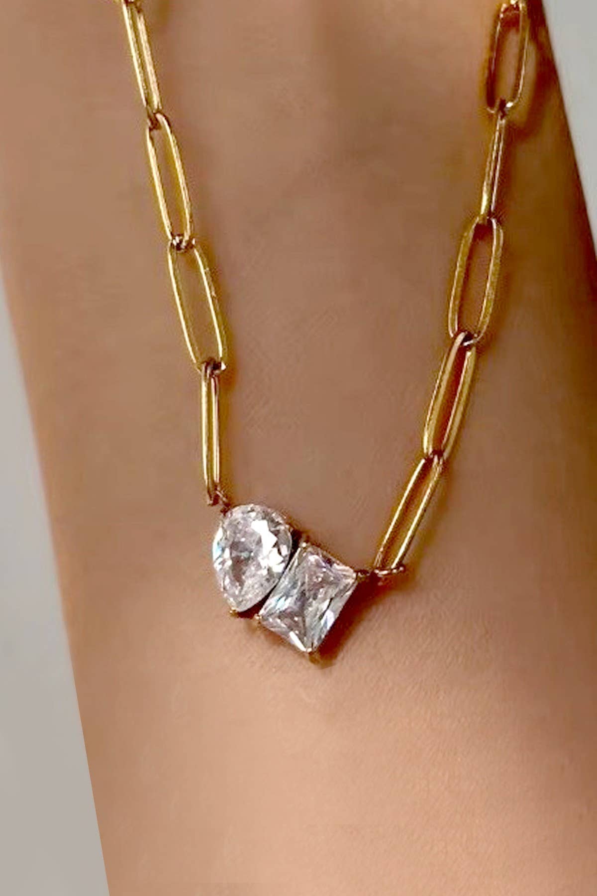 18K STAINLESS STEEL TARNISH FREE RHIN NECKLACE | 40NK9634