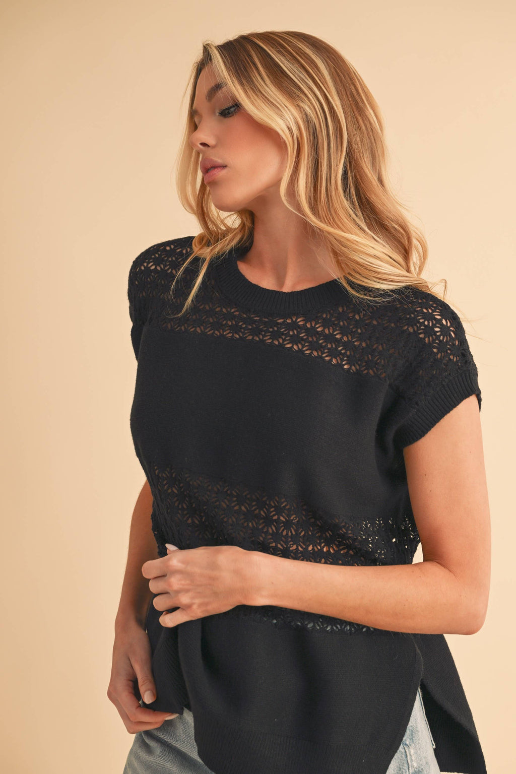 3231FN Ameena Open Stitch Mesh Tank