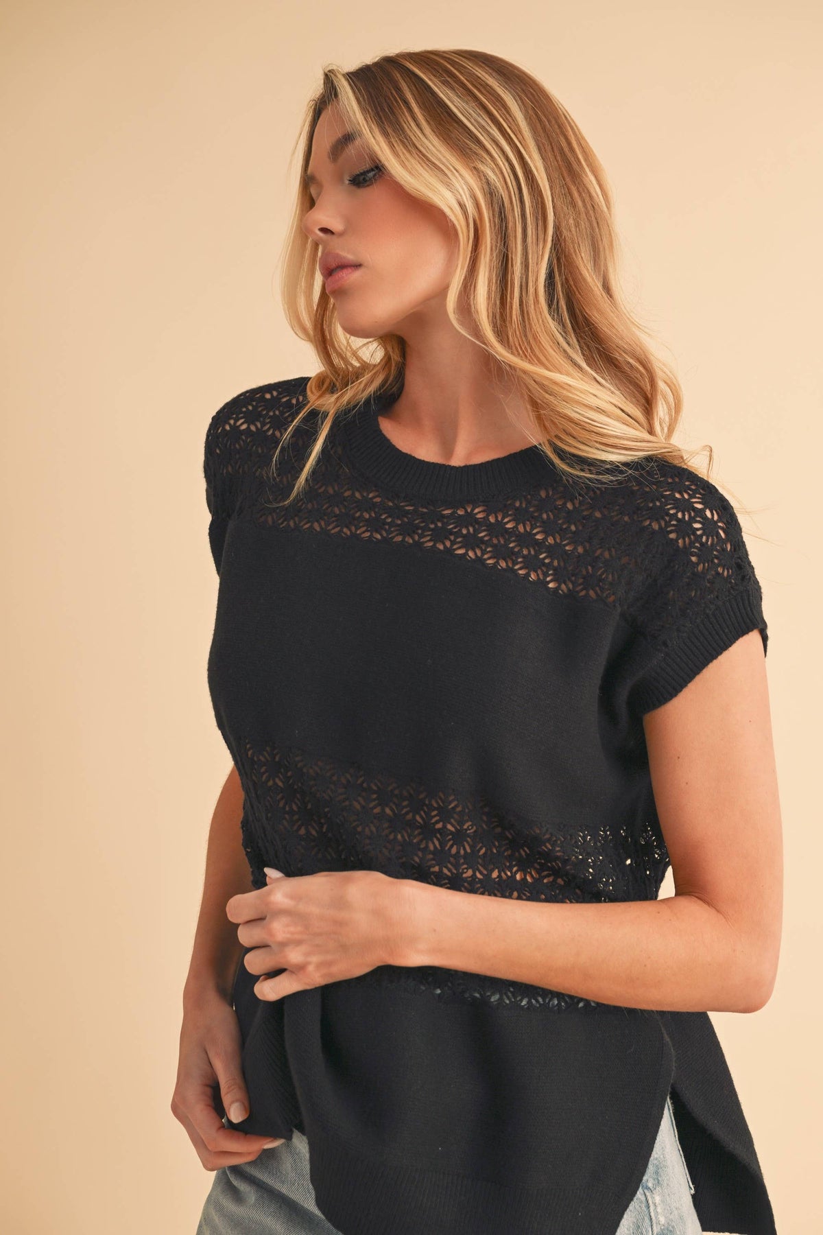 3231FN Ameena Open Stitch Mesh Tank