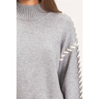 Blanket Stitch High Neck Sweater