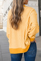 Halloween Bow Ghost Striped Split Crewenck Top | S-XL