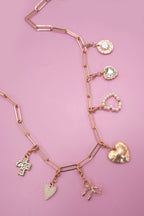BOW HEART REMOVABLE MULTI CHARM NECKLACE | 80N91474