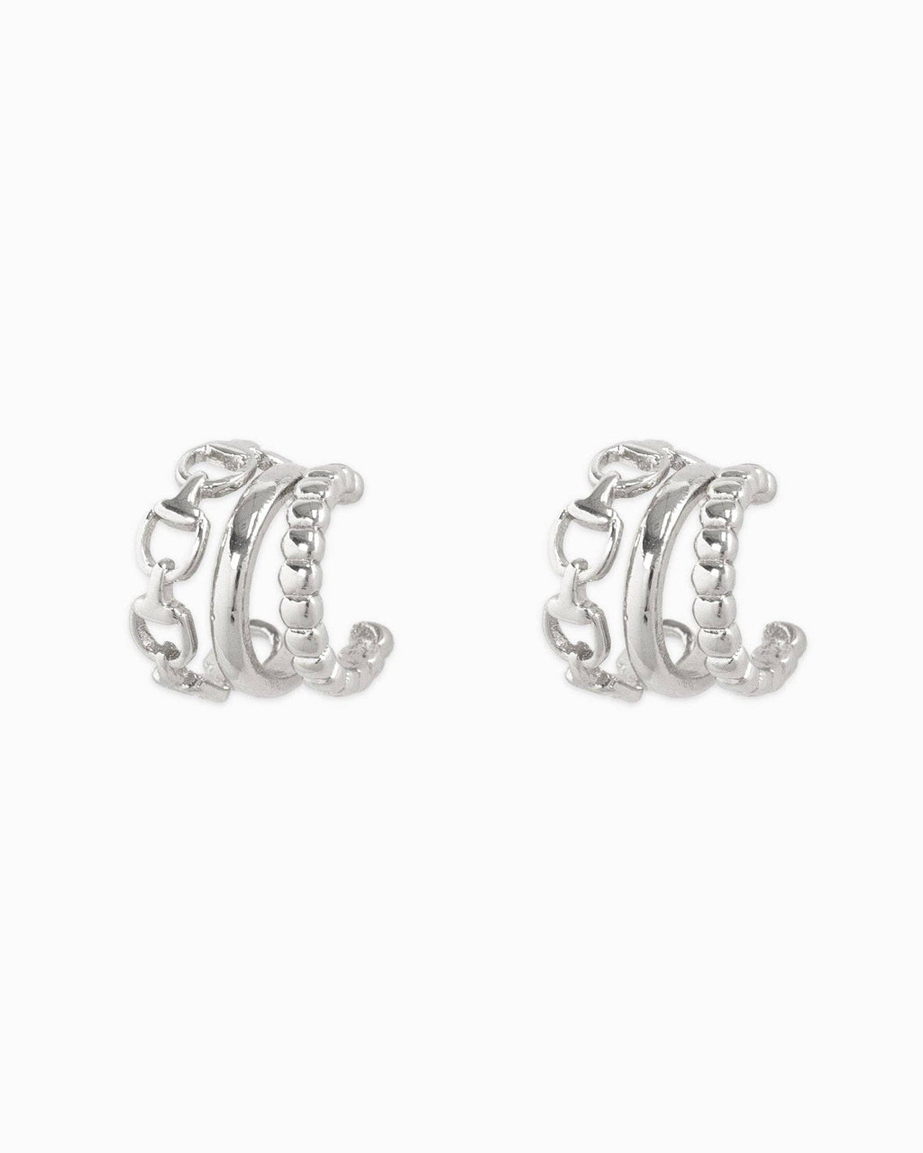 3-Line Horsebit Hoop Earrings