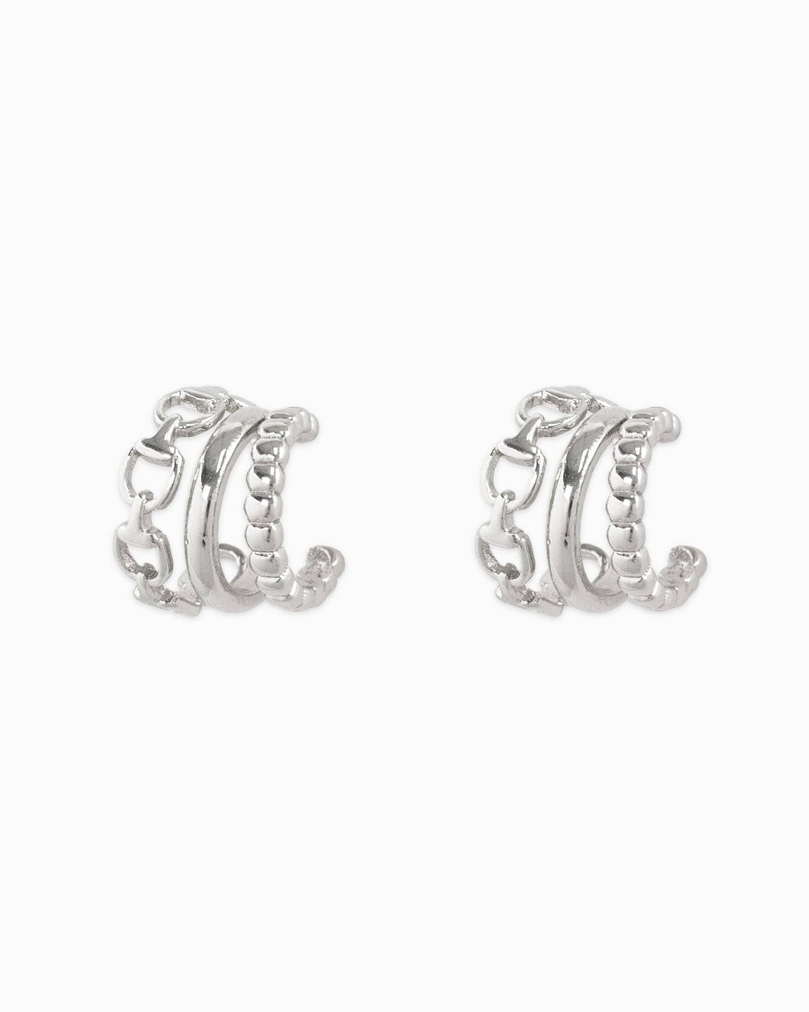 3-Line Horsebit Hoop Earrings