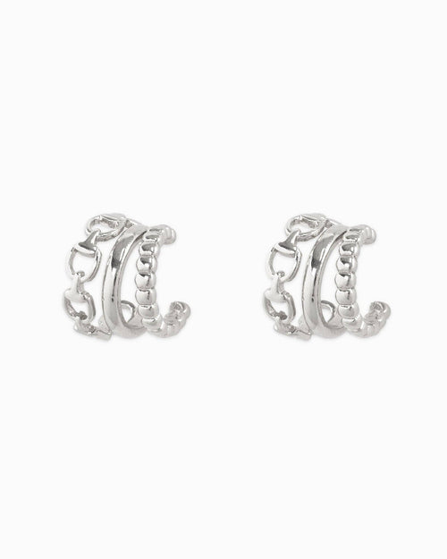 3-Line Horsebit Hoop Earrings