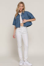 Short Sleeve Boxy Short Denim Jacket
