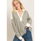 Striped Henley Sweatshirt
