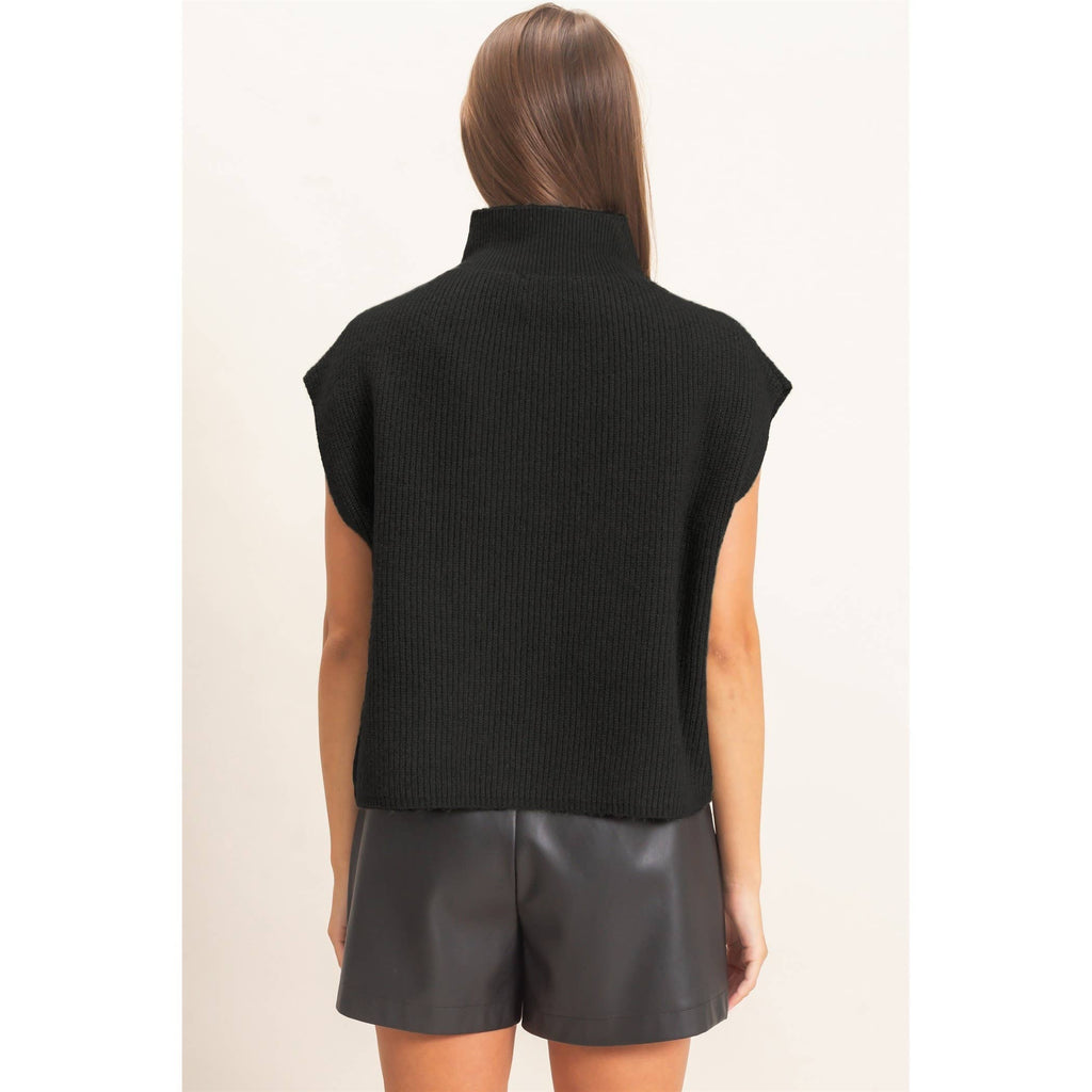 Sleeveless High Neck Sweater