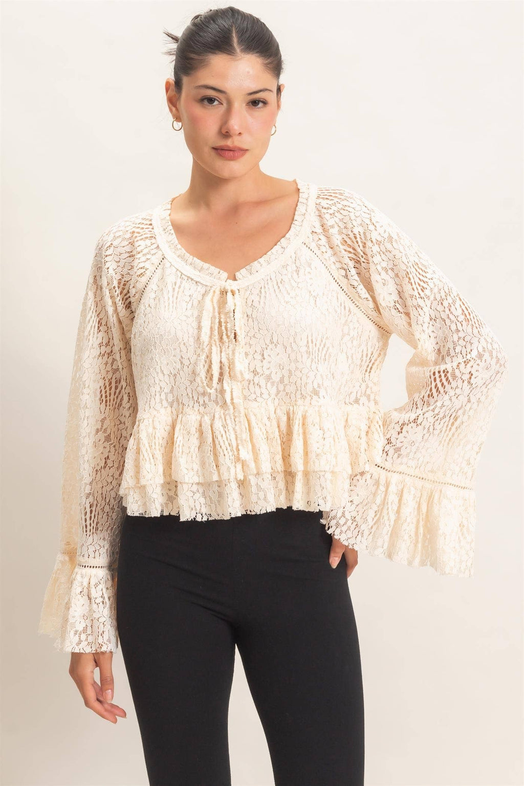 Lace Bell Sleeve Top