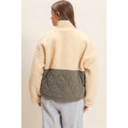 Quilted Sherpa Zip Up Jacket