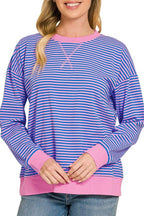 Striped Rib Banded Pullover