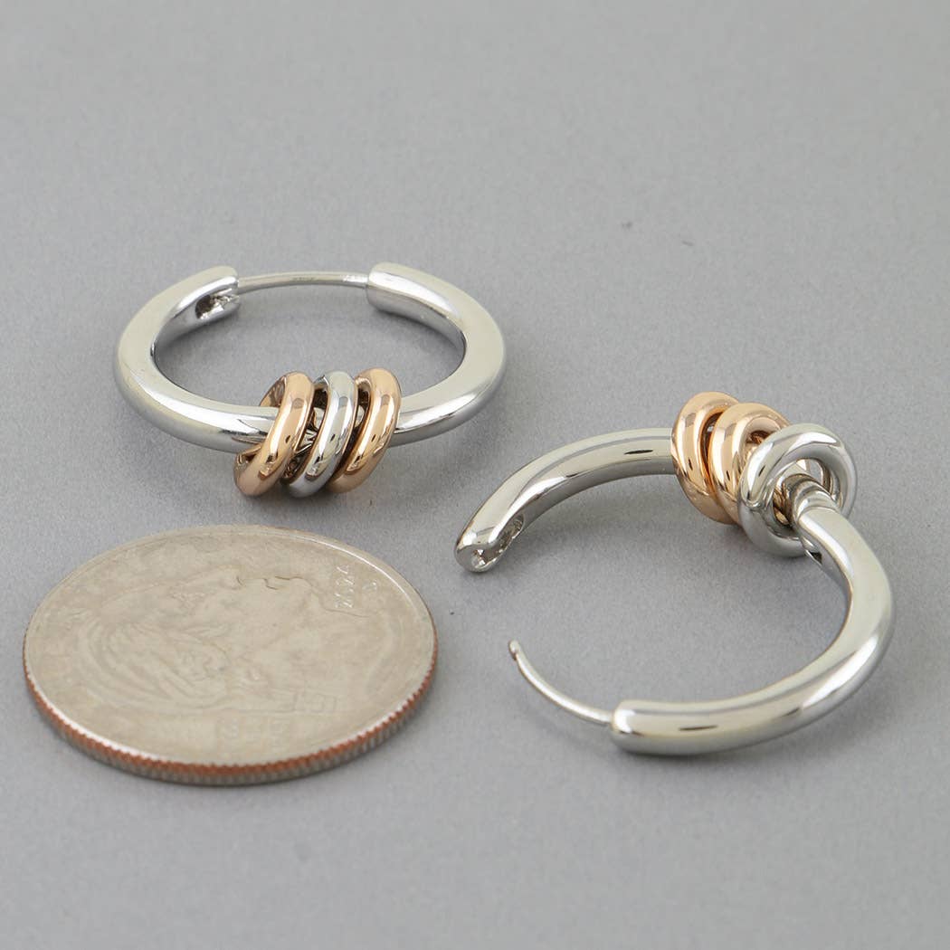 Two Toned Loop Hoop Earrings
