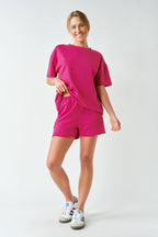 Luxe Sand Wash Rib Classic Tee Set