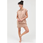 Half Zip Up Mock Neck Mini Dress
