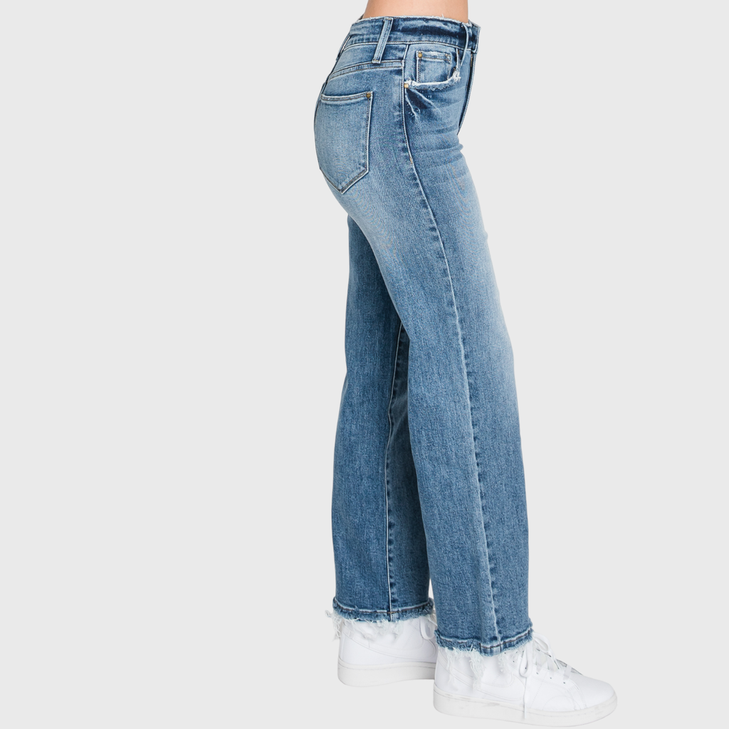 P489WF-MD SUPER HIGH RISE STRETCH SLIM STRAIGHT JEANS