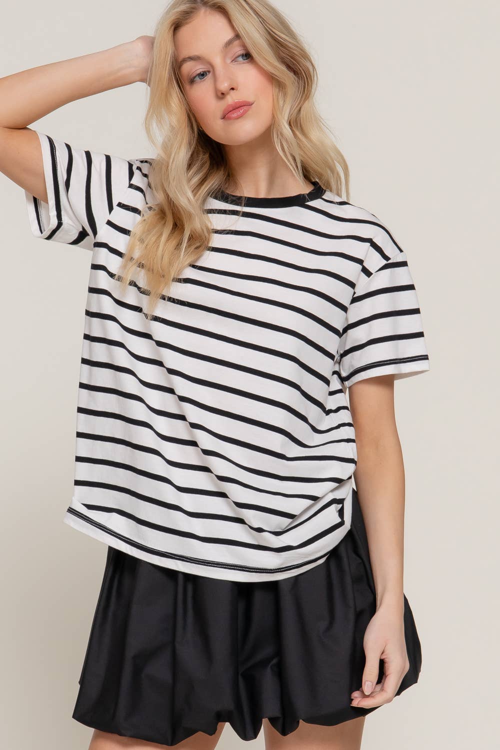 100% Cotton Stripe Loose fit Tee
