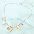 Ocean Inspired Seashell Starfish Charm Station Pearl Beaded Necklace