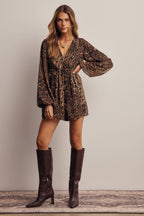 Animal Print Surplice Romper FRP0006