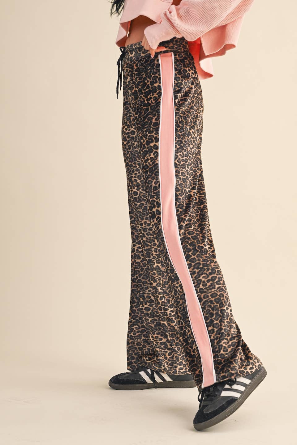 Leopard Print Velour Track Pants