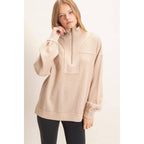 Ribbed Knit Half-Zip Pullover