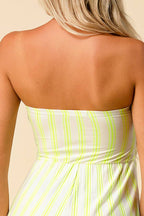 AR35176VS - VERTICAL STRIPE FRONT TIE TUBE JUMPSUIT