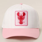 Lobster Embroidered Patch Seersucker Brim Trucker Hat