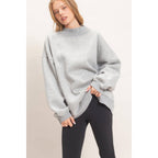 Enzyme Washed Mock Neck Sweatshirt